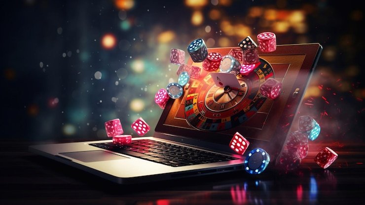 Layar permainan Lightning Dice menampilkan tiga dadu, statistik, dan pilihan taruhan